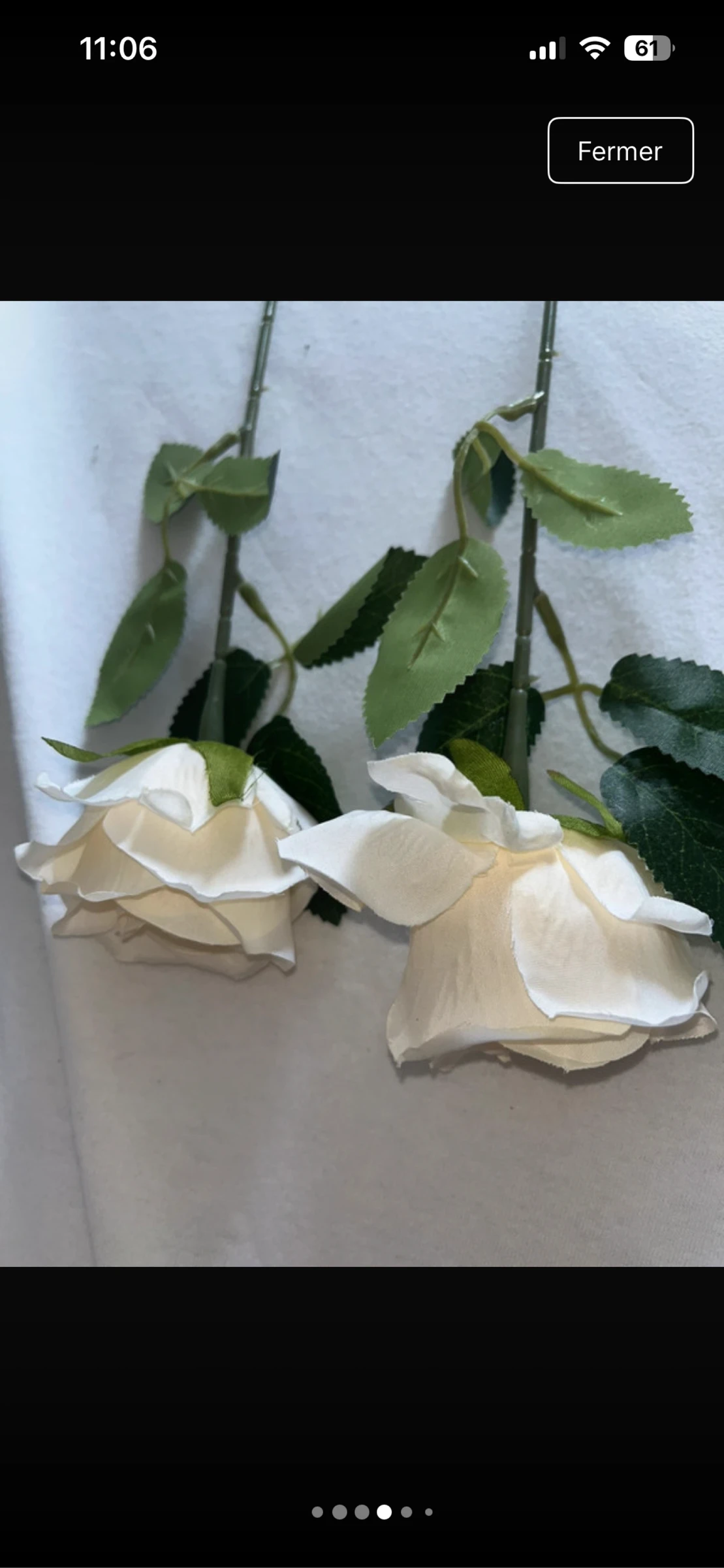 2 rosas de marfil en tela efecto realista – photo 4